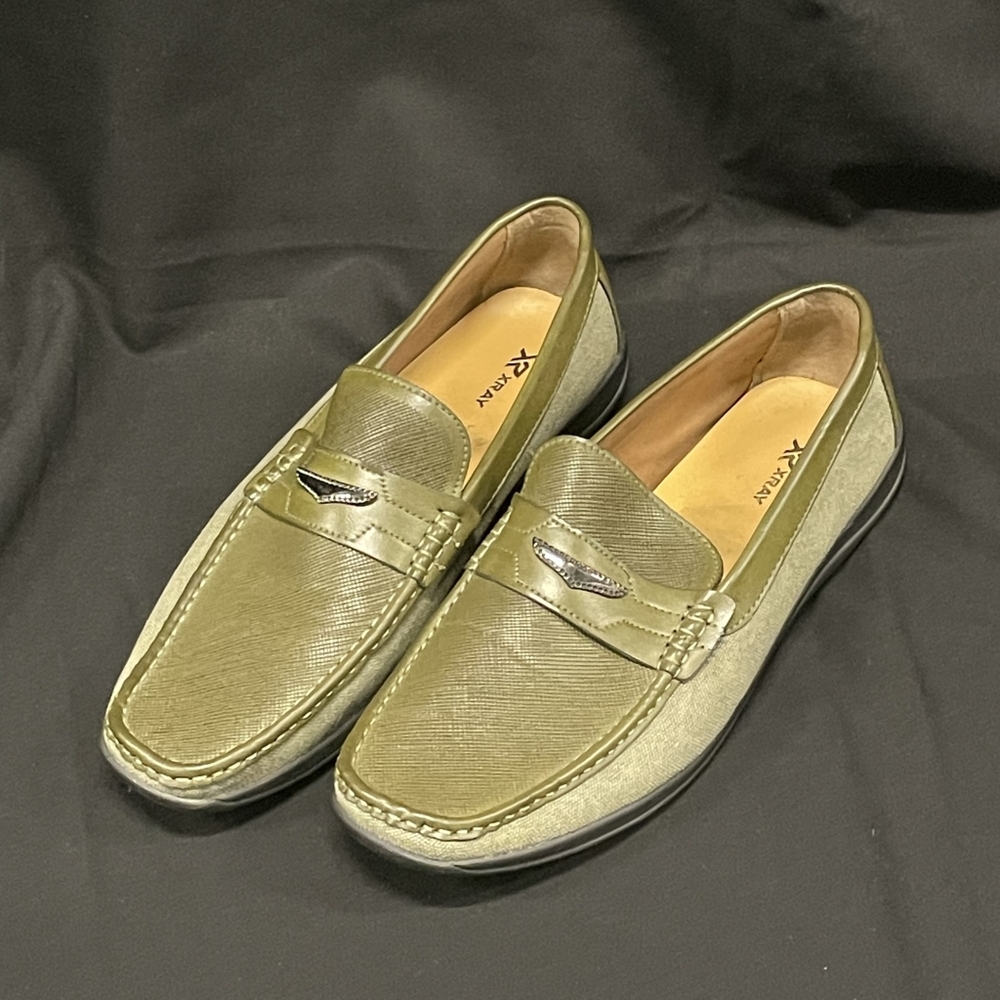 X-Ray Green Leather Driving Shoes